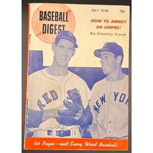 1946 Baseball Digest Joe DiMaggio and Ted Williams Magazine Yankees Red Sox